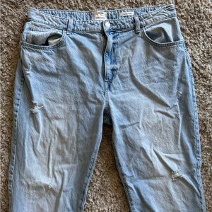Cotton On Light Wash Straight Leg Jeans – Distressed Denim Size 34